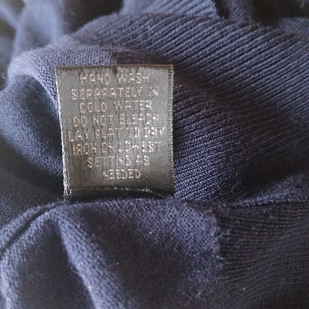 Cyrus Navy Crewneck 3/4 Sleeve Rayon Nylon Cardigan Large - Picture 7 of 7
